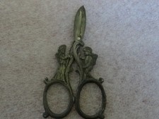 Antique German Figural Man Woman 800 Silver Ornate Grape Shears Scissors