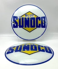 SUNOCO BLUE pre-1941 Black Diamond 13.5"  (SET OF 2) HEAVY STRENGTH GLASS!!