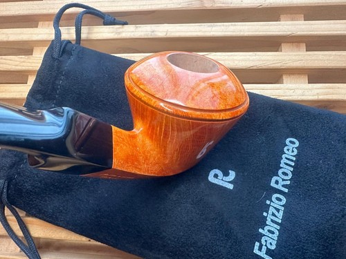 pipe Romeo bent natural briar pipe handmade Italy stem acrylic nofilter 2 oz.2,1 - Picture 5 of 15