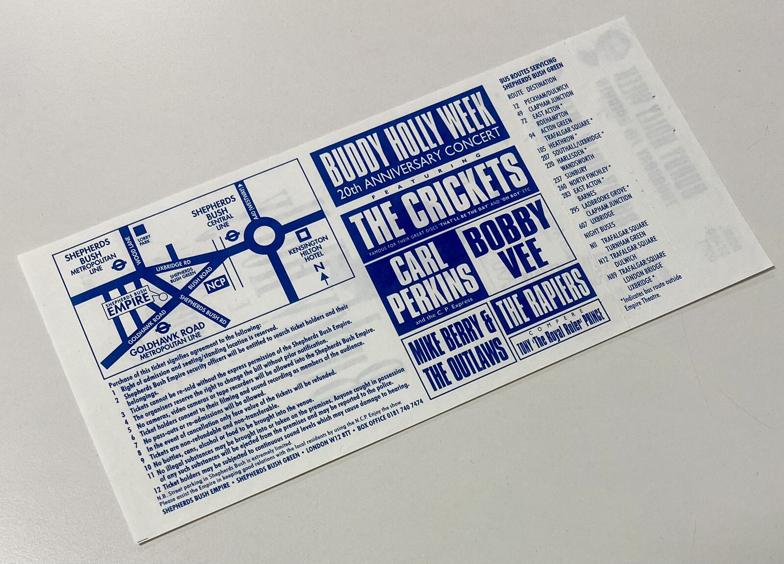 Beatles Paul McCartney Crickets 1995 Unused Concert Ticket London (Buddy Holly) - Picture 5 of 5