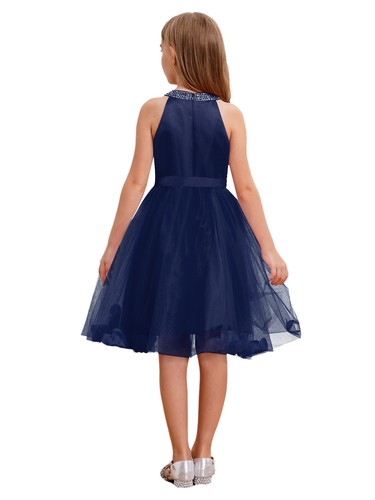 Girl Princess Dresses Sparkly A Line Petal Wedding Party Prom Mesh Tulle Dancing - Picture 13 of 52