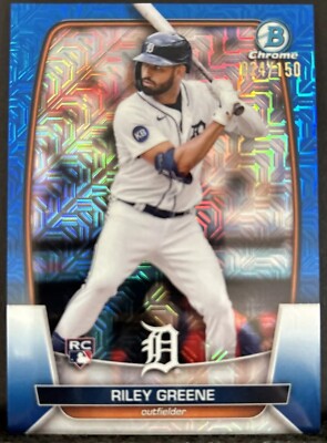 RILEY GREENE 2023 Bowman Chrome RC Blue Mojo Refractor Detroit Tigers # /150