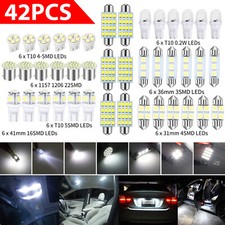 White 42pcs Car Interior Combo Led Map Dome Door Trunk License Plate Light Bulbs