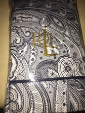 RALPH LAUREN "PAISLEY SUITE NAVY WHITE" 1pc EURO/SHAMS NIP 142
