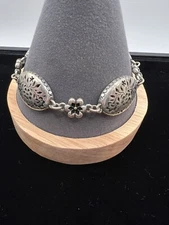 Brighton Mira Flora Collection Silver Tone Floral Oval Bracelet