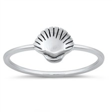 Sea Shell Oxidized Beautiful Ring New .925 Solid Sterling Silver Band Sizes 4-10