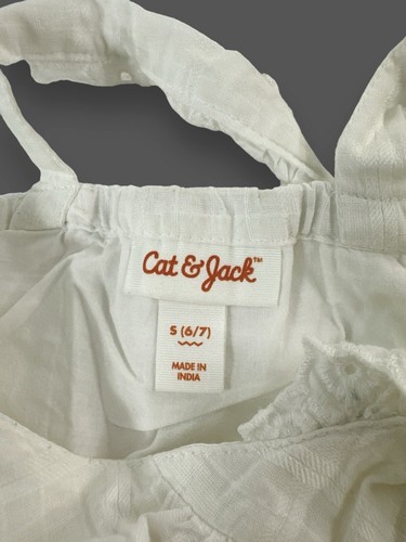 Cat & Jack Girls Chambray A-Line Sun Dress Size S Small 6/7 White - Picture 6 of 6