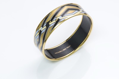 Michaela Frey Wille 24k Gold Plated Enamel Bangle Bracelet