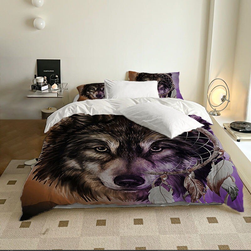 3D Snow Wolf Duvet Cover Set - Toddler Size (42x58"), Woodland Wildlife Animal Bedding For Kids Boys Girls - View #7