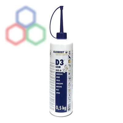 KLEIBERIT 303.0 D3 Leim Spritzflasche Kleber Holzleim Wasserfest Weißleim 0,5 kg