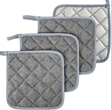 Pot Holders for Kitchen - MAQIHAN 4 PCS Cotton Holder Set Hot Dark Grey