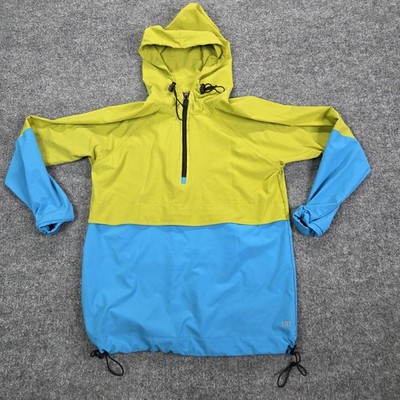 Albion Jacket Womens Small Green Blue Colorblock Hooded 1/2 Zip Windbreaker