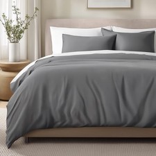 100 Organic Cotton Sateen Duvet Cover Set - Queen 03 - Grey No Comforter 