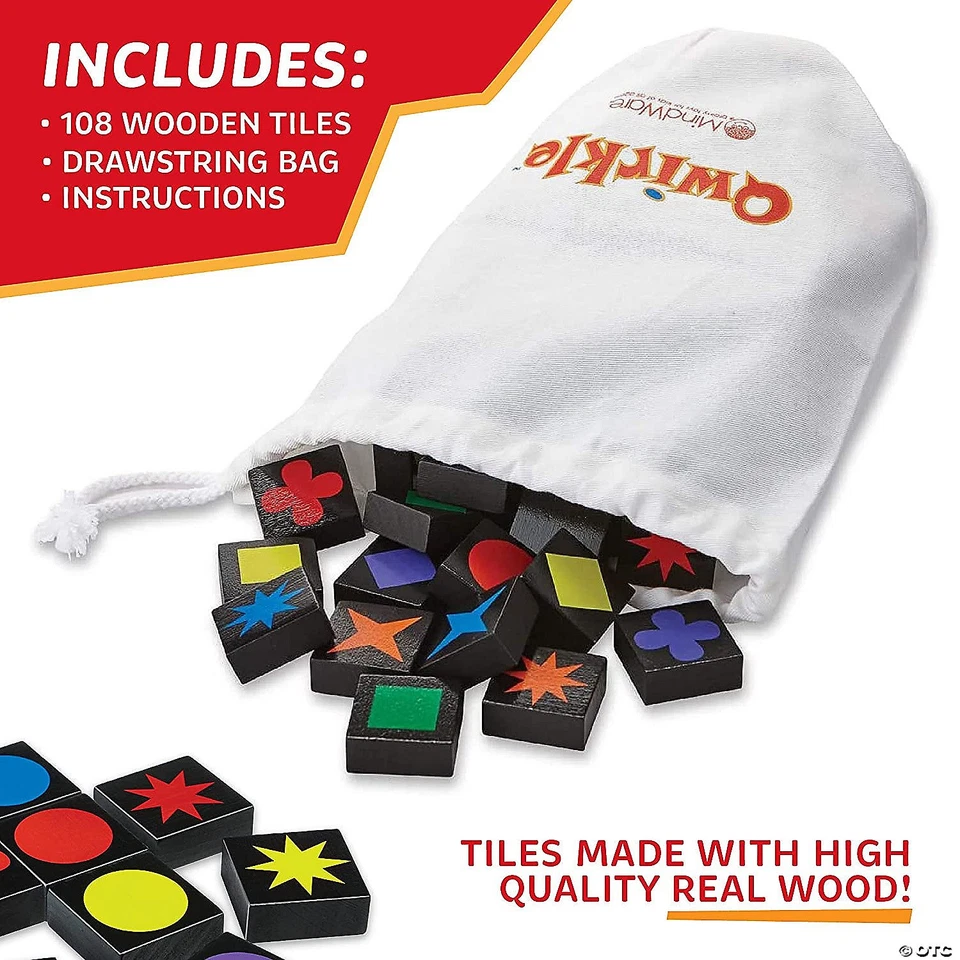 MindWare Qwirkle Game, 108 Durable Wooden Tiles & Canvas Drawstring Bag, Family - Image 4 of 4