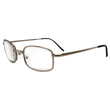 Men's High Powered Reading Glasses Gold Frame  Case 6.00 Mag Aspheric Lens