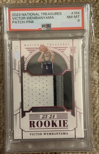 2023 National Treasures - Victor Wembanyama #154 Patch Pink /25 PSA 8 RC