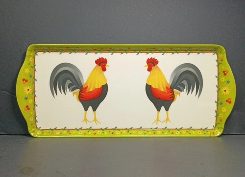 Chicken Kitchen Rooster Serving Tray Platter Durable 100% Melamine 15" X 6.5"
