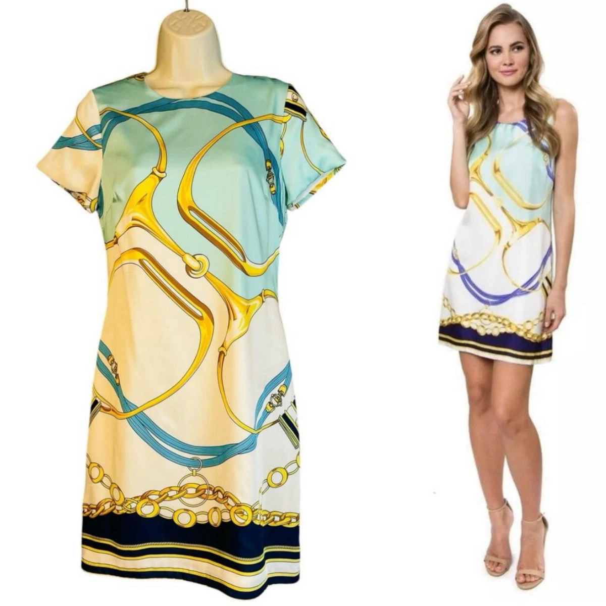 julie brown leah dress Julie Brown 100% Silk "Leah Mixed Print" Dress size 10