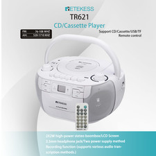 TR621 Portable CD/Cassette Tape Player AM/FM Radio Combo Record Boombox Speaker