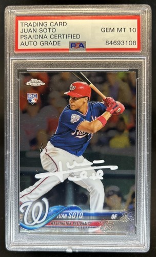 2018 Topps Chrome Update Juan Soto RC Auto Rookie #HMT55 PSA Authentic 10