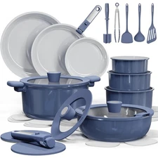 27pcs Ceramic Cookware Set Nonstick, Pots and Pans Set Non Stick, Non Cookwar...