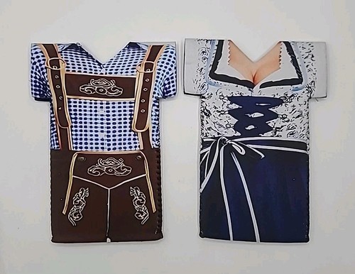 Oktoberfest Lederhosen Manicotto Bottiglia Birra Isolatori Set Coozies - Foto 2 di 5