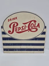 Double-Sided Masonite Wood Pepsi Cola  Bottle Rack Topper Sign 1960s Soda 