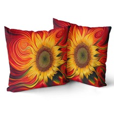 Sunflower Pillow Covers 18 x 18 Set of 2 Decorative Flower Throw Pillow Cover...
