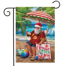 Briarwood Lane Beach Time Santa Christmas Garden Flag