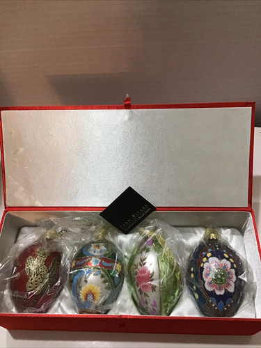 Joan Rivers Set Of 4 Russian Faberge Egg INSPIRED Christmas Ornaments Orig Box - Picture 3 of 3