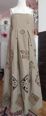 Ipekyol Leinenkleid mit Lochstickerei Gr. M Khaki