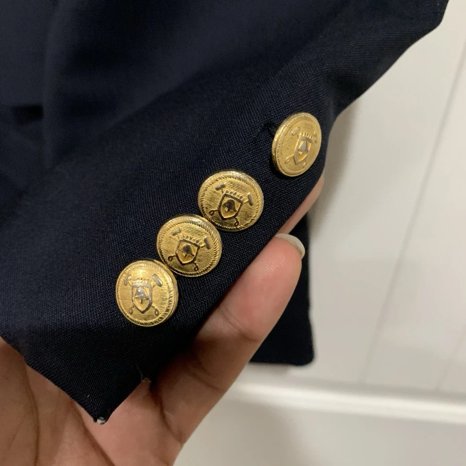 Chaqueta Blazer Ralph Lauren Polo University Doble Pecho Abrigo Deportivo Botón Dorado Foto 4 de 4