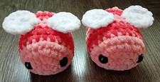 Set of 2 Crochet Handmade Amigurumi Bees Colors Mango/Peach