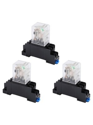 Set of Three DC Voltage Relays Compatible with DIN Rail Mounting System