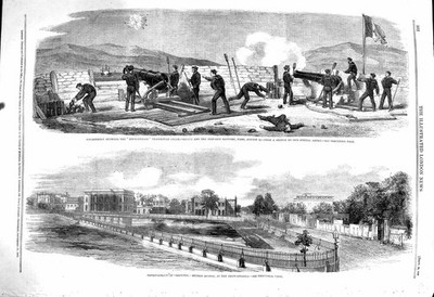 Original alter antiker Druck 1860 Kalkutta Dunkin Bustee Bourbonnais Faro Siers