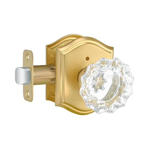 Antique Brass Door Knobs Glass Door Knob With Lock – Vintage Crystal Privacy Knob For Bedroom & Bathroom Doors, Antique Brass Finish, Adjustable Backset (1 Pack) Bathroom Door Knob