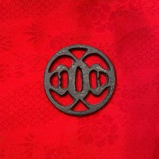 Antique Tsuba Round Design Diameter 7.3cm Collectible Rare Metal Art