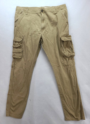 Wrangler Cargo Pants Mens 40x32 Khaki Regular Taper Fit Utility Workwear Stretch
