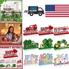 Holiday Wooden Table Signs Set of 9 for Valentine's Day St Patrick's Day Easter