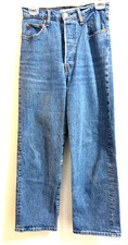 Levis Women's Size W27 L27 Ribcage Straight Ankle Jeans Blue High Rise Denim