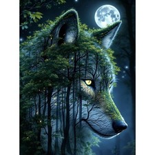 Wolf Diamond Art Kits for Adults, Wolf Forest 5D Diamond Painting Kit for Beg...