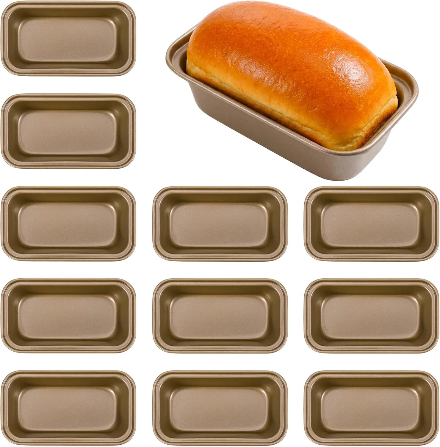 12 Pcs Mini Loaf Pans Easy-Clean Non-Stick Carbon Steel Bread Pan Meatloaf &