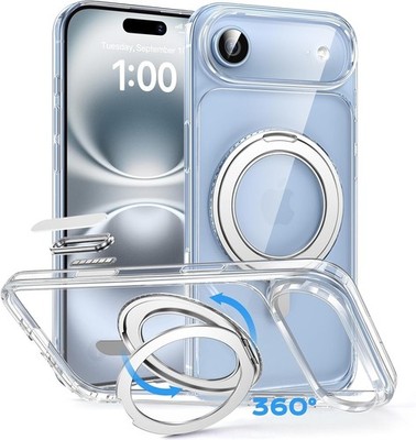 iPhone Hülle 360° Magnetständer Transparent Fallschutz Stoßdämpfung Kratzfest