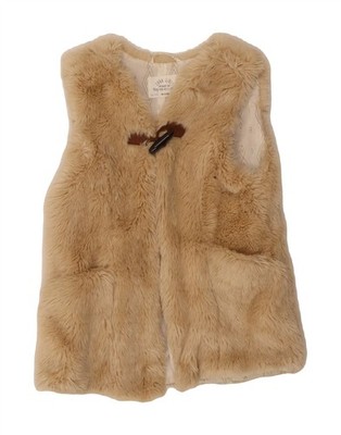 ZARA Mädchen Kunstfell Weste 9-10 Jahre Beige Polyester AB10