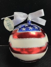 Waterford Holiday Heirlooms An American Tribute Blown Glass US Flag Ornament