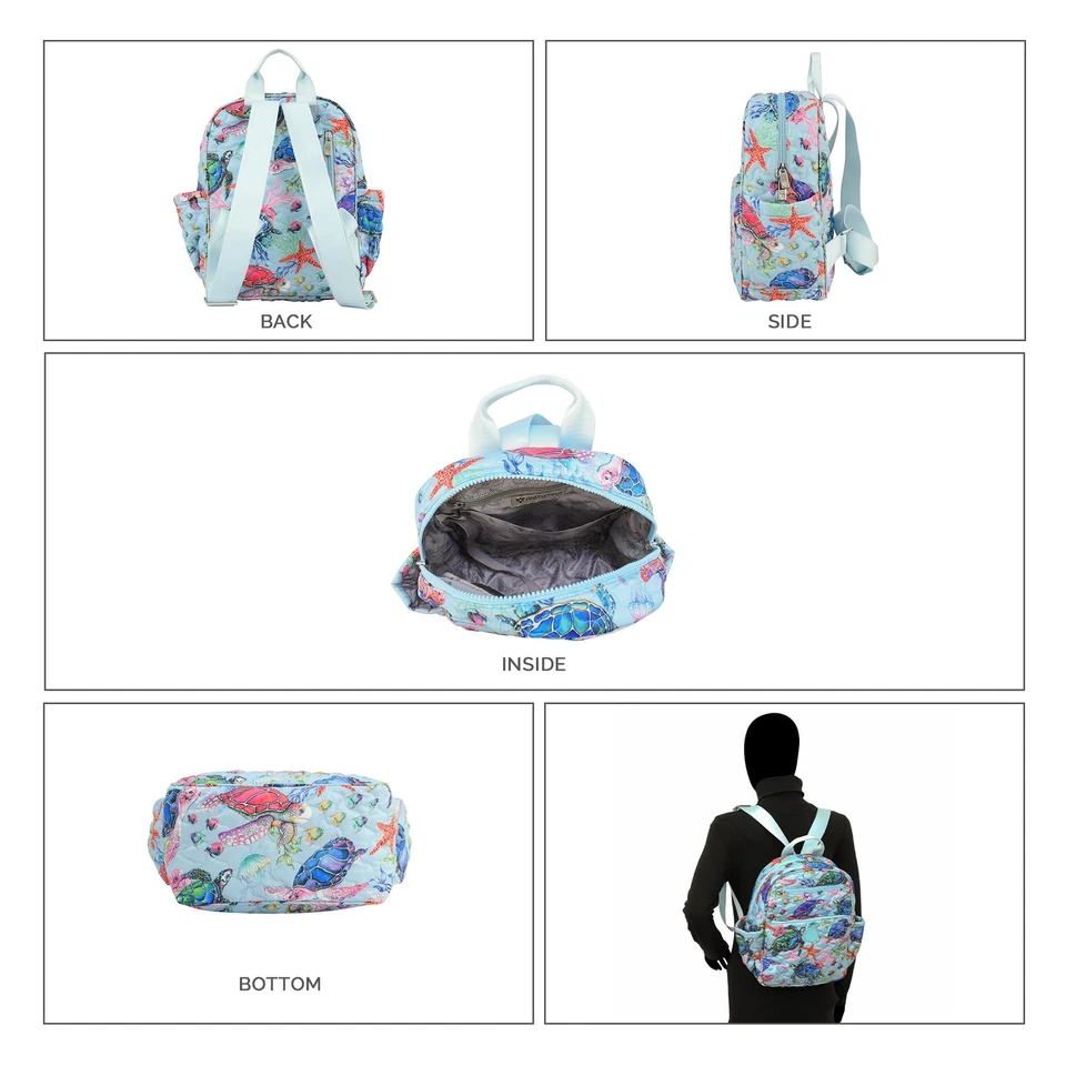 Wanderlust Quilted Fabric Collection Women's Vegan Backpack - Underwater Beauty - Image 2 of 4