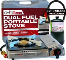 New Grill Boss 90057GB Silver Dual Fuel Butane & Propane Portable Outdoor Stove