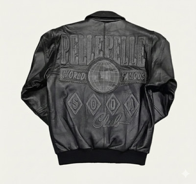 Men s Pelle Pelle Marc Buchanan Soda Club Genuine Cowhide Leather Bomber Jacket