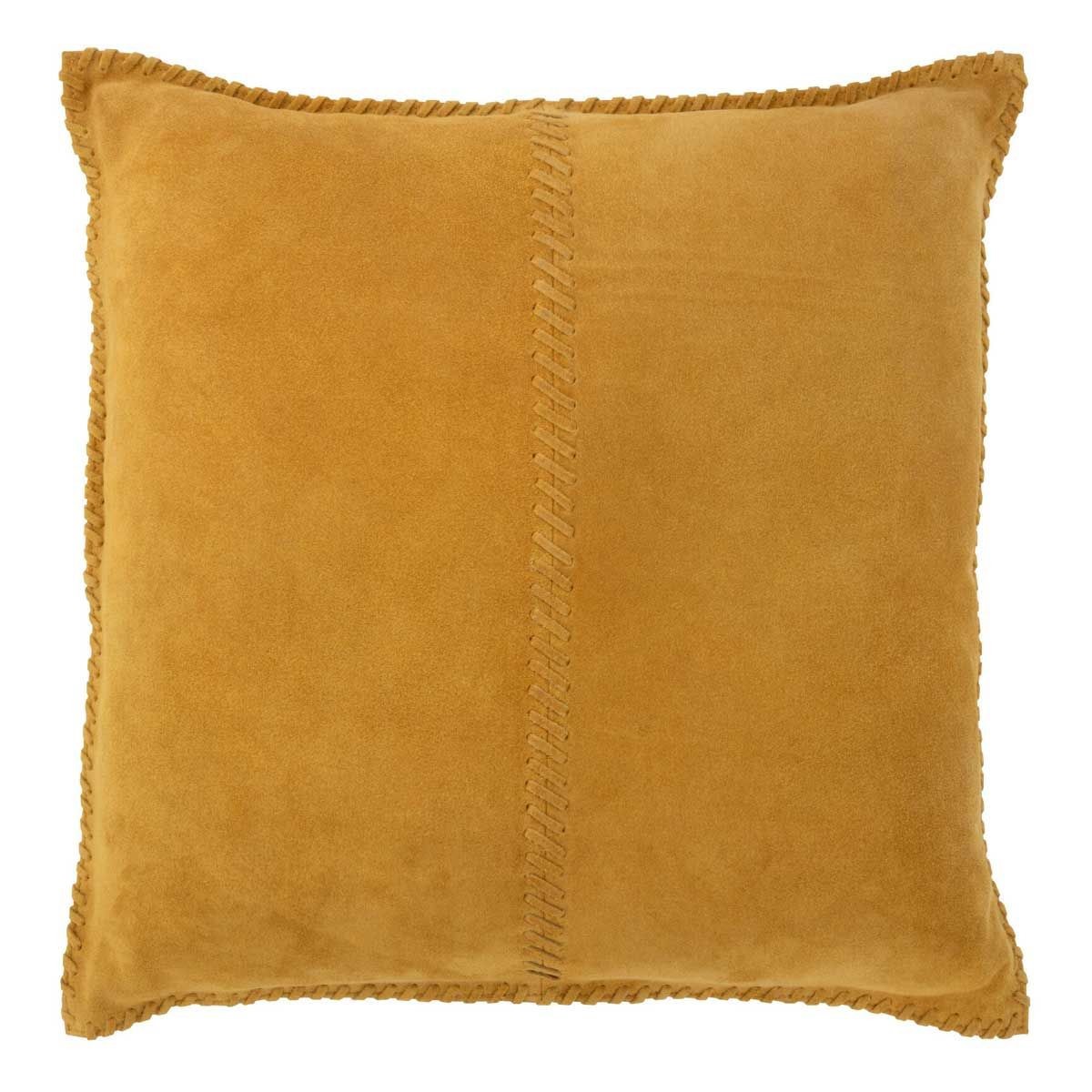 Coussin en cuir Coleman 45x45 cm jaune moutarde pour canapé