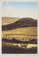 Vintage Original Miniature Etching Arizona Desert Print Kurt Wisneski Signed